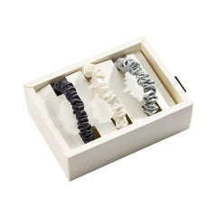 Blissy Skinny Scrunchies - White, Gray, Silver