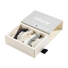 Blissy Skinny Scrunchies - White, Gray, Silver