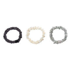 Blissy Skinny Scrunchies - White, Gray, Silver