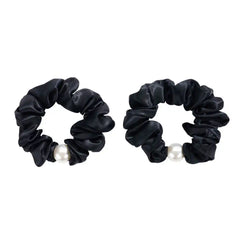 Blissy Pearl Scrunchies - Black