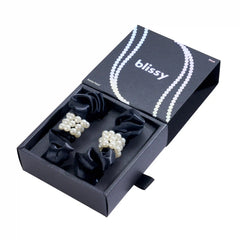 Blissy Petite Pearl Scrunchies - Black