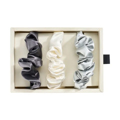 Blissy Scrunchies -  White, Gray, Silver
