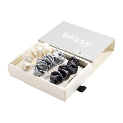 Blissy Scrunchies -  White, Gray, Silver