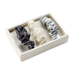 Blissy Scrunchies -  White, Gray, Silver